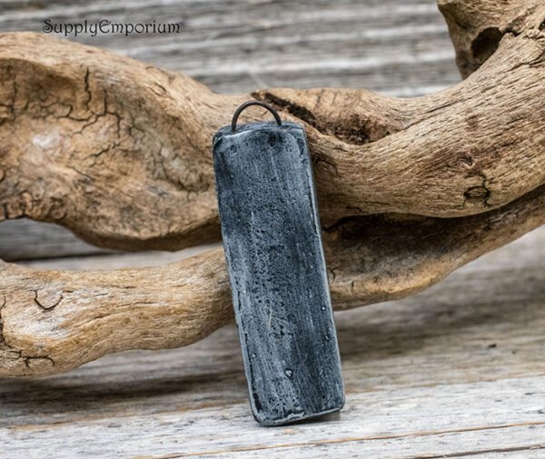 Polymer Clay Gray Textured Drop Pendant, 1 Piece, CLAY 3211 - Image 2