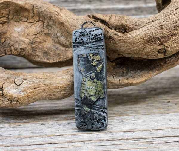 Polymer Clay Gray Textured Drop Pendant, 1 Piece, CLAY 3211