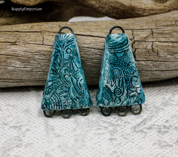 Polymer Clay Textured Reversible Multi Loop Components, 2 Pieces, CLAY 3598 - Image 3