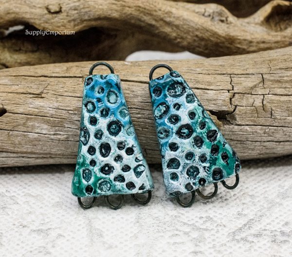 Polymer Clay Textured Reversible Multi Loop Components, 2 Pieces, CLAY 3598 - Image 2