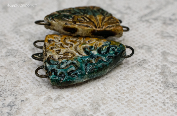 Polymer Clay Textured Reversible Multi Loop Components, 2 Pieces, CLAY 3602 - Image 4