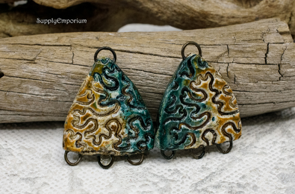 Polymer Clay Textured Reversible Multi Loop Components, 2 Pieces, CLAY 3602 - Image 3
