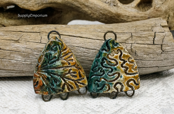 Polymer Clay Textured Reversible Multi Loop Components, 2 Pieces, CLAY 3602