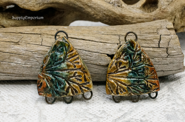 Polymer Clay Textured Reversible Multi Loop Components, 2 Pieces, CLAY 3602 - Image 2