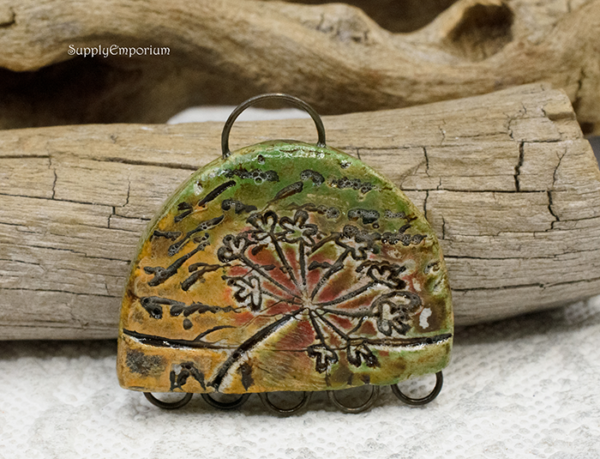 Polymer Clay Multi Loop Dandelion Pendant Connector, 1 Piece, CLAY 3608 - Image 3