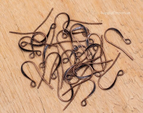 26mm Antique Copper Fishhook Ear Wire - 24 pieces - 3625 - Image 2