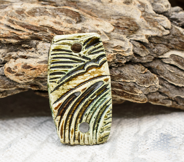 Polymer Clay Textured 2-Hole Connector Pendant, 1 Piece, CLAY 3721 - Image 2