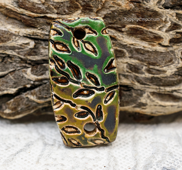 Polymer Clay Textured 2-Hole Connector Pendant, 1 Piece, CLAY 3730