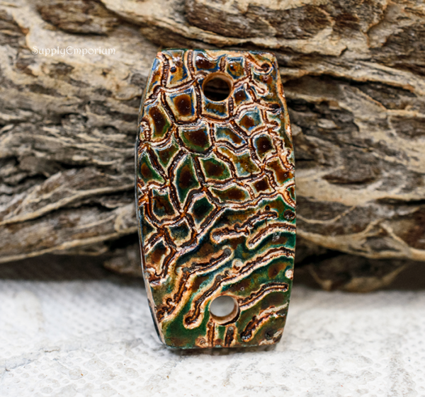 Polymer Clay Brown 2-Hole Connector Pendant, 1 Piece, CLAY 3731 - Image 2