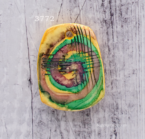 Polymer Clay Painted Swirl Lightly Textured Pendant Connector, 1 Piece, CLAY 3772