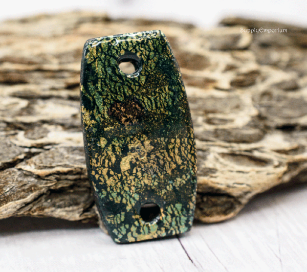 Polymer Clay Crackle 2-Hole Connector Pendant, 1 Piece, CLAY 3821 - Image 2