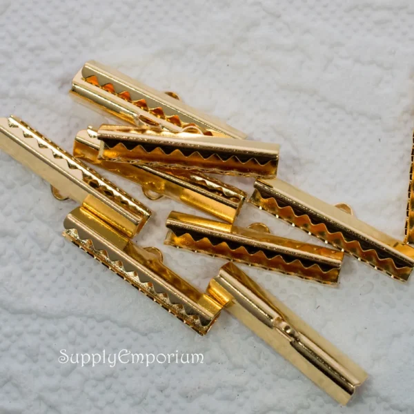 25mm Gold Plated Ribbon End - 6 pieces - 4101-F
