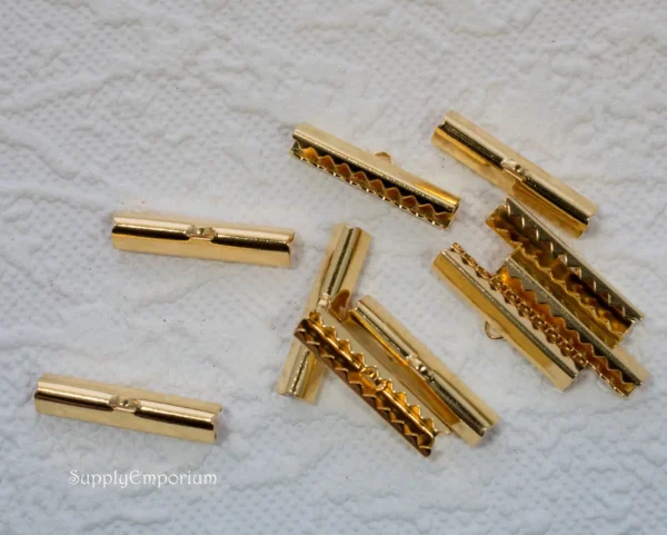 25mm Gold Plated Ribbon End - 6 pieces - 4101-F - Image 4