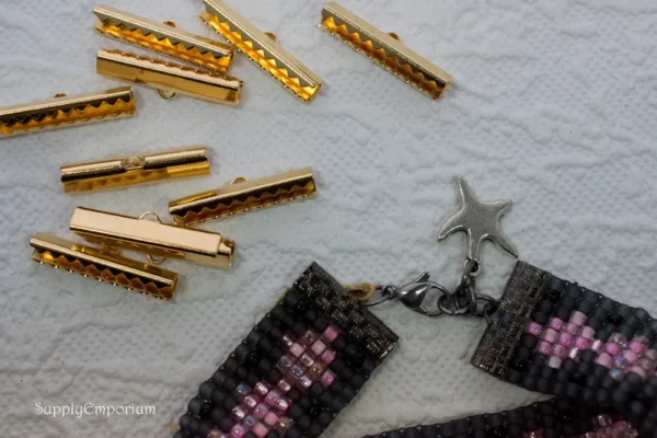 25mm Gold Plated Ribbon End - 6 pieces - 4101-F - Image 3