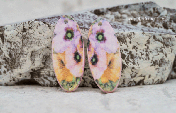 Polymer Clay Floral Earring Charms, 2 Pieces, CLAY 4223