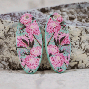 polymer clay long oval drop earring charms 38x16mm pair