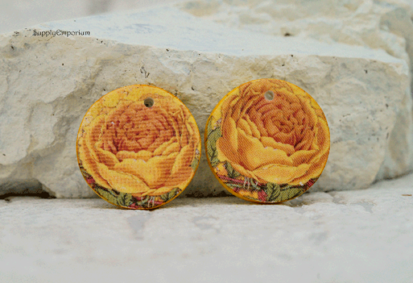 Polymer Clay Flower Earring Charms, 1-Hole, 2 Pieces, CLAY 4253