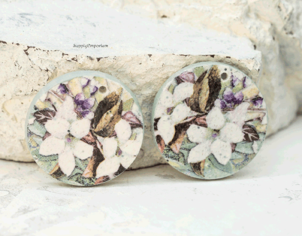 Polymer Clay Flower Earring Charms, 1-Hole, 2 Pieces, CLAY 4255