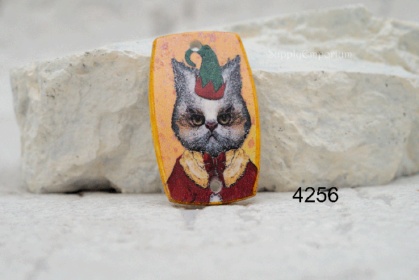 Polymer Clay 2-Hole Christmas Cat Connector Pendant, 1 Piece, CLAY 4256