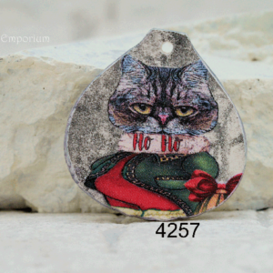 polymer clay christmas cat pendant grumpy elf cat image transfer