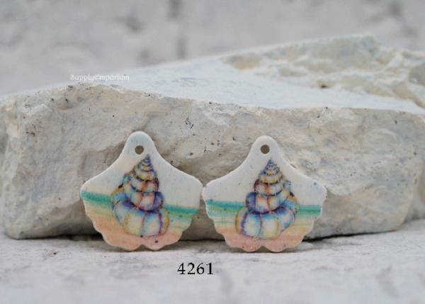 Polymer Clay Beach Earring Charms, 2 Pieces, CLAY 4261
