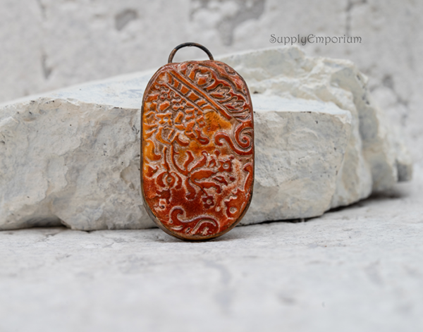 Polymer Clay Reversible Pendant, 1 Piece, CLAY 4346 - Image 2