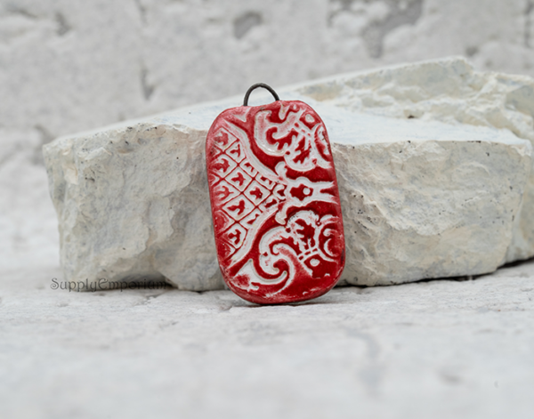 Polymer Clay Highly Textured Reversible Pendant, 1 Piece, CLAY 4351 - Image 2