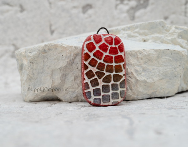 Polymer Clay Highly Textured Reversible Pendant, 1 Piece, CLAY 4351