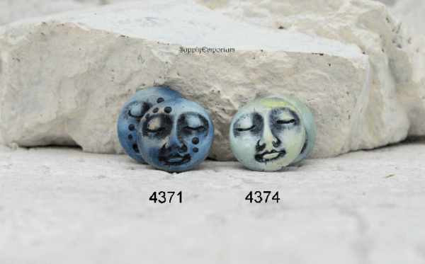 Polymer Clay Moon Face Earring Charms with Optional Eye Screw Finish, 18mm, 2 Pieces, Clay 4371 - Image 2