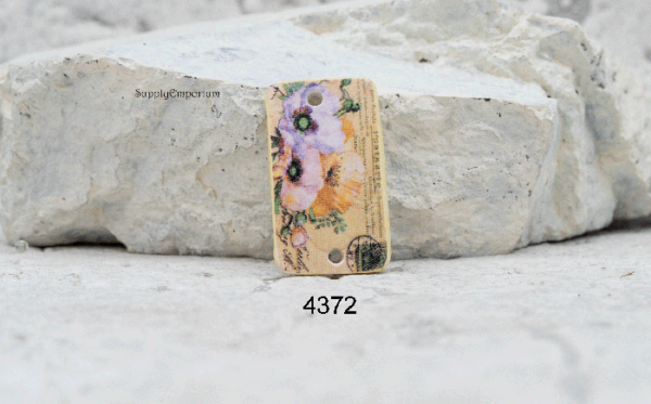 Polymer Clay Bird or Flower Image Transfer 2-Hole Connector, 1 Piece, Style Choice 4372 4369 - Image 3
