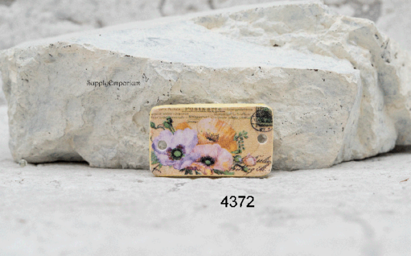 Polymer Clay Bird or Flower Image Transfer 2-Hole Connector, 1 Piece, Style Choice 4372 4369 - Image 2