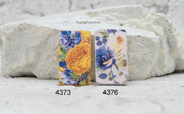 Polymer Clay Image Transfer 2-Hole Connector, 1 Piece, Style 4373 4376