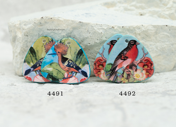Polymer Clay Bird Earring Charms, 2 Pieces