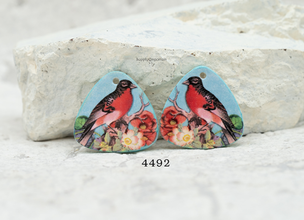 Polymer Clay Bird Earring Charms, 2 Pieces - Image 3