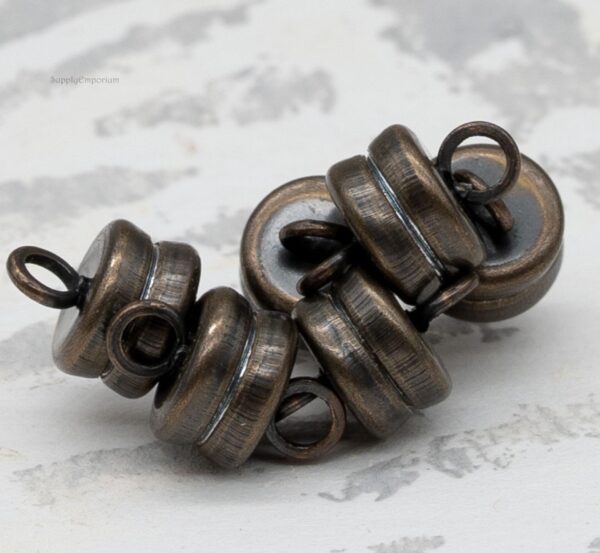 6mm Antique Brass Magnetic Clasp - 6 pieces - 4705R-F