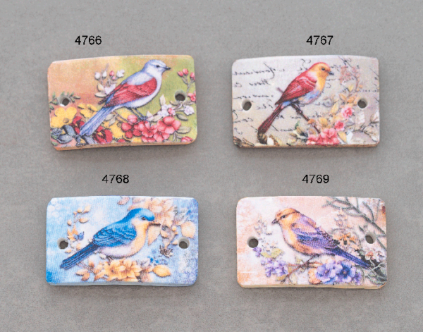 Polymer Clay Bird Image 2-Hole Connector, 1 Piece, Style Choice