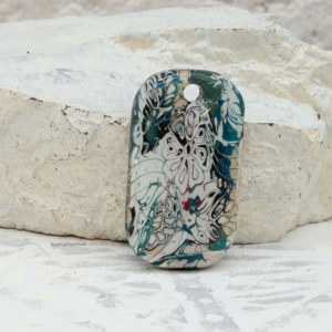 polymer clay abstract mokume gane pendant rectangle handmade