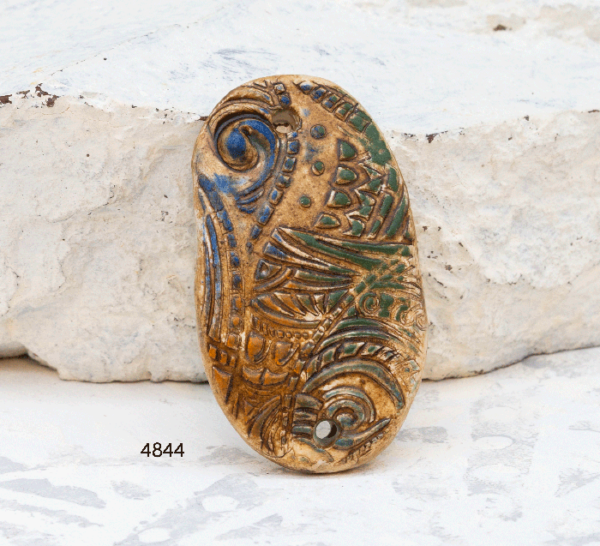 Polymer Clay Stamped Connector Pendant, 1 Piece, CLAY 4844