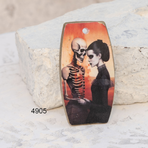polymer clay gothic halloween pendant rectangle 1 hole handmade