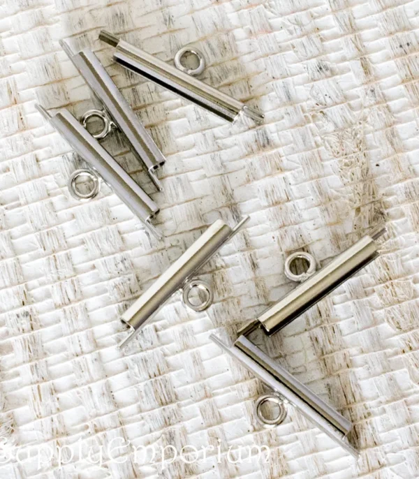15mm Silver Plate Beadslide Clasp - 4 pieces - 4962