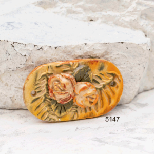 polymer clay floral connector pendant oval 2 hole handmade flowers leaves