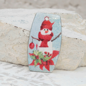 polymer clay snowman pendant connector christmas rectangle image transfer handmade