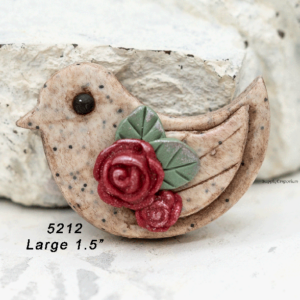 polymer clay bird pendant bead speckled floral bird handmade
