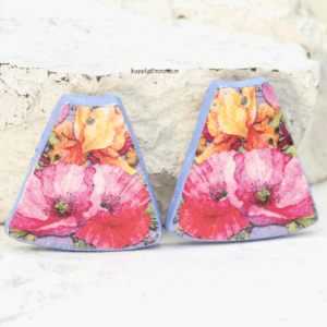 polymer clay poppy floral earring charms image transfer handmade