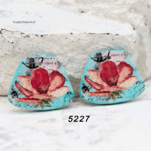 polymer clay poppy floral earring charm image transfer handmade