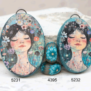 polymer clay floral image transfer pendant bead size options