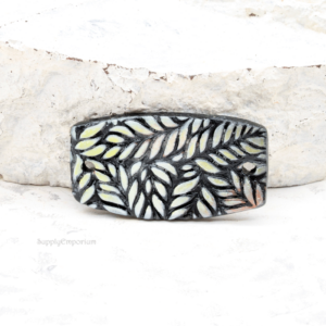 polymer clay stamped leaf connector pendant rectangle 2 hole handmade