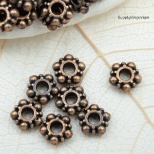 4mm spacer flower antique copper daisy wheel 50 pieces