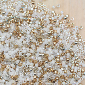 11/0 Miyuki Delica bead mix Bride Mix72 white cream gold mixed seed beads elegant bridal tones