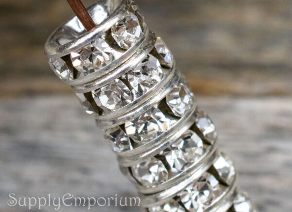 4.5mm Silver Crystal Rhinestone Rondelle Spacer - 12 pieces - 7276F - Image 2